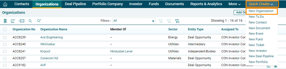 Quickly create an Organization record - CRM