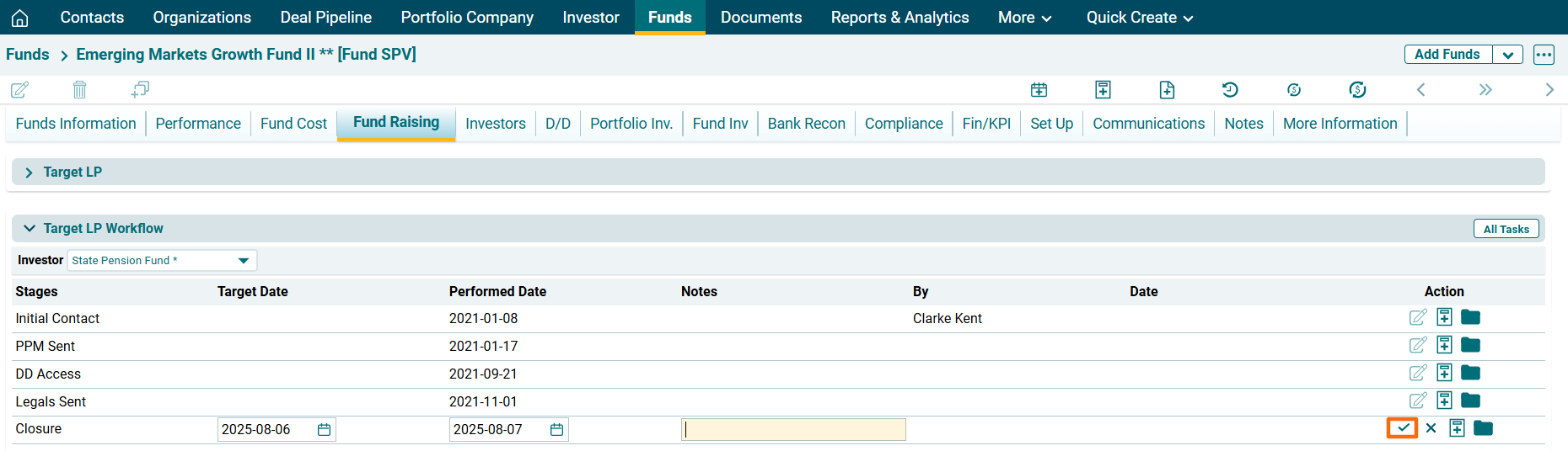 Target Lp Target LP Workflow - Funds Administration