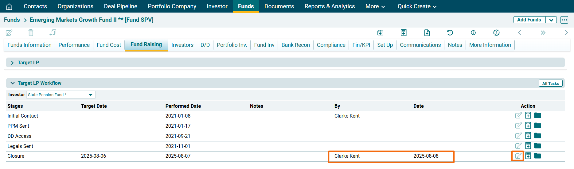 Target Lp Target LP Workflow - Funds Administration