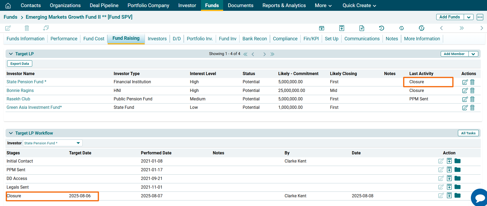 Target Lp Target LP Workflow - Funds Administration